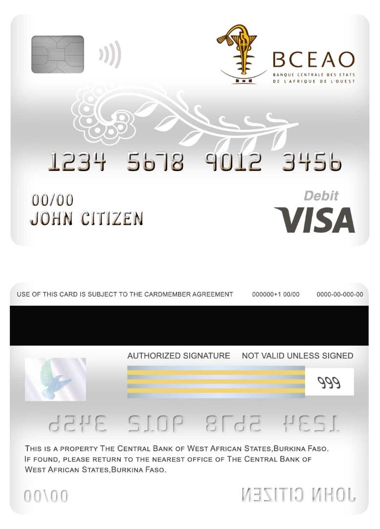 Burkina Faso The Central Bank of West African States bank visa debit card